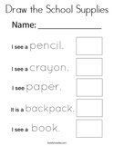 Draw the School Supplies Coloring Page