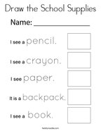 Draw the School Supplies Coloring Page