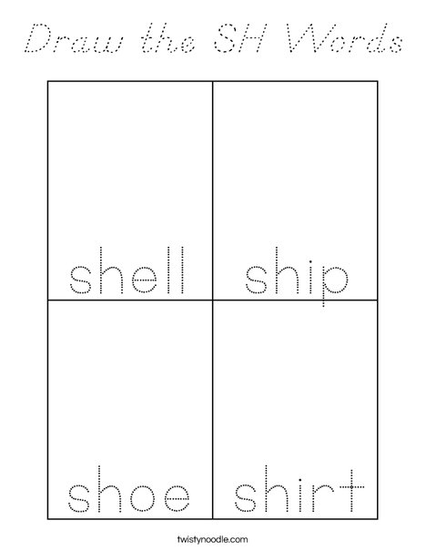 Draw the SH Words Coloring Page