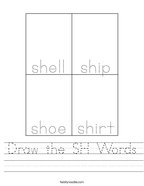 Draw the SH Words Handwriting Sheet