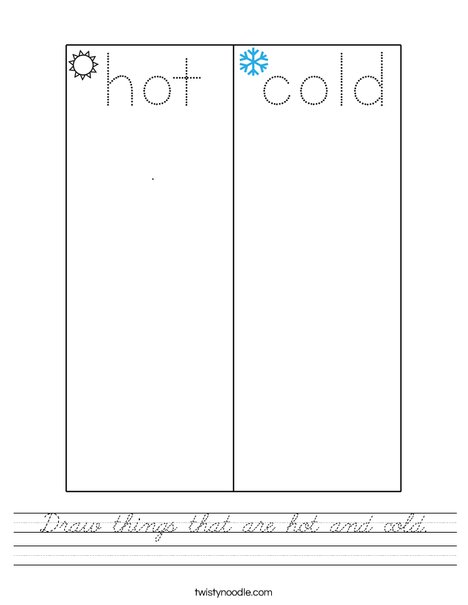 Draw things that are hot and cold. Worksheet