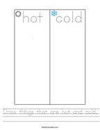 Draw things that are hot and cold Handwriting Sheet
