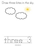 Draw three kites in the sky Coloring Page