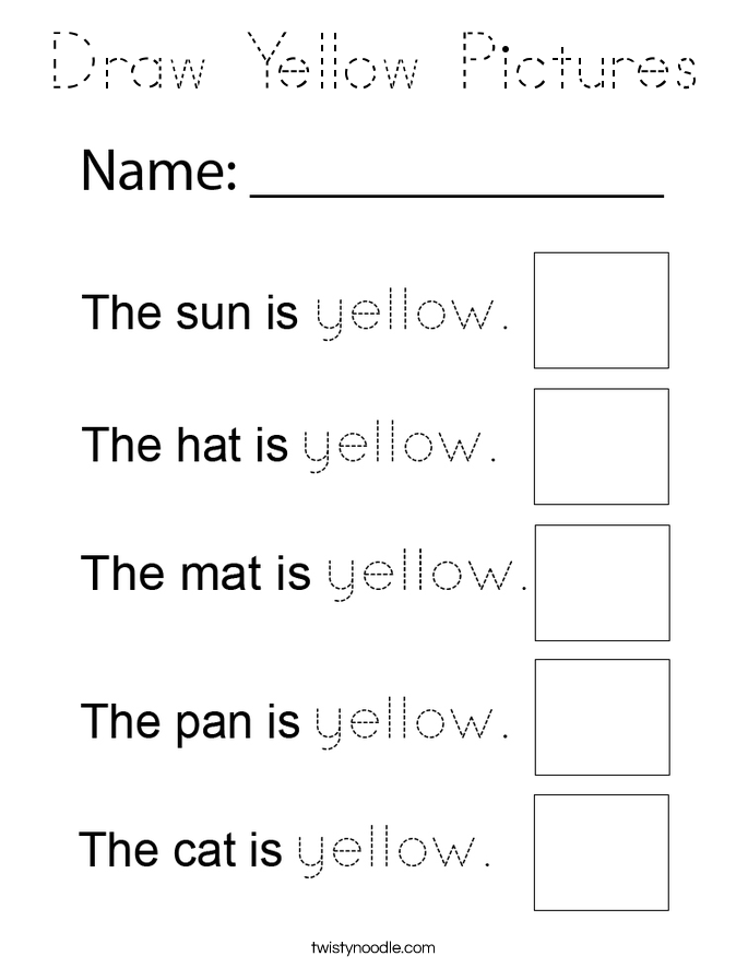 Draw Yellow Pictures Coloring Page