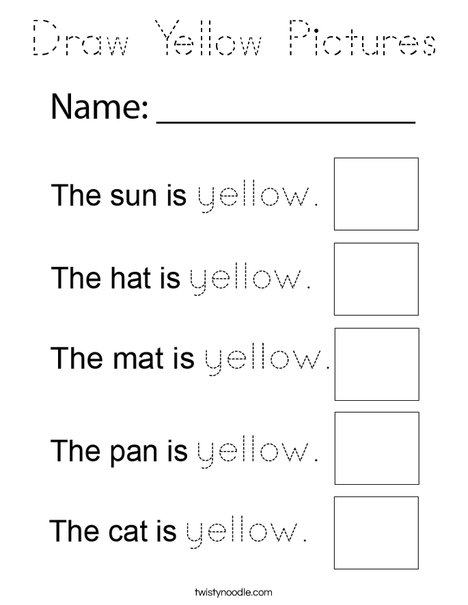 Draw Yellow Pictures Coloring Page