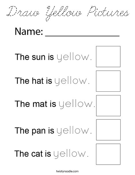 Draw Yellow Pictures Coloring Page