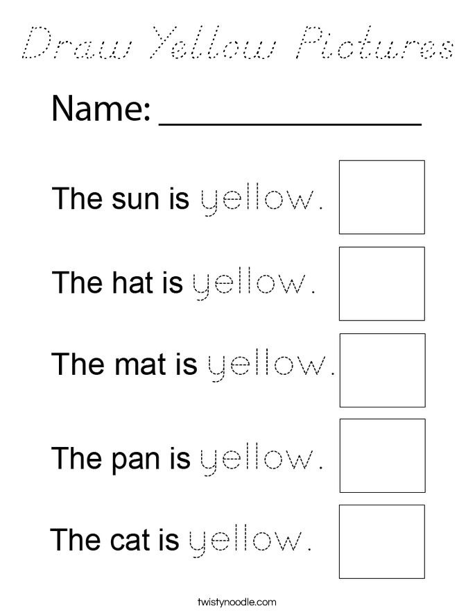 Draw Yellow Pictures Coloring Page