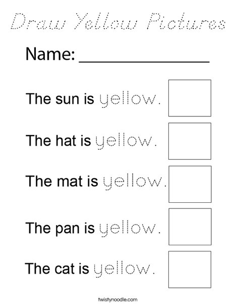 Draw Yellow Pictures Coloring Page