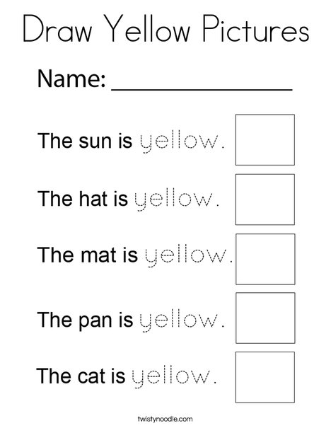 Draw Yellow Pictures Coloring Page