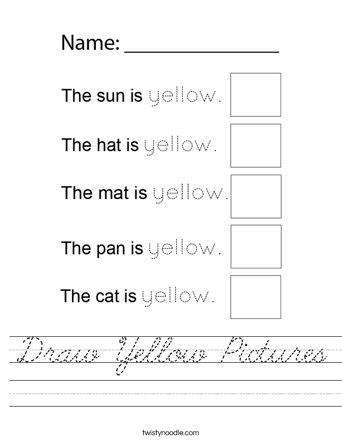 Draw Yellow Pictures Worksheet