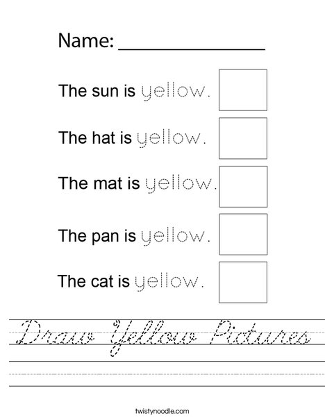 Draw Yellow Pictures Worksheet
