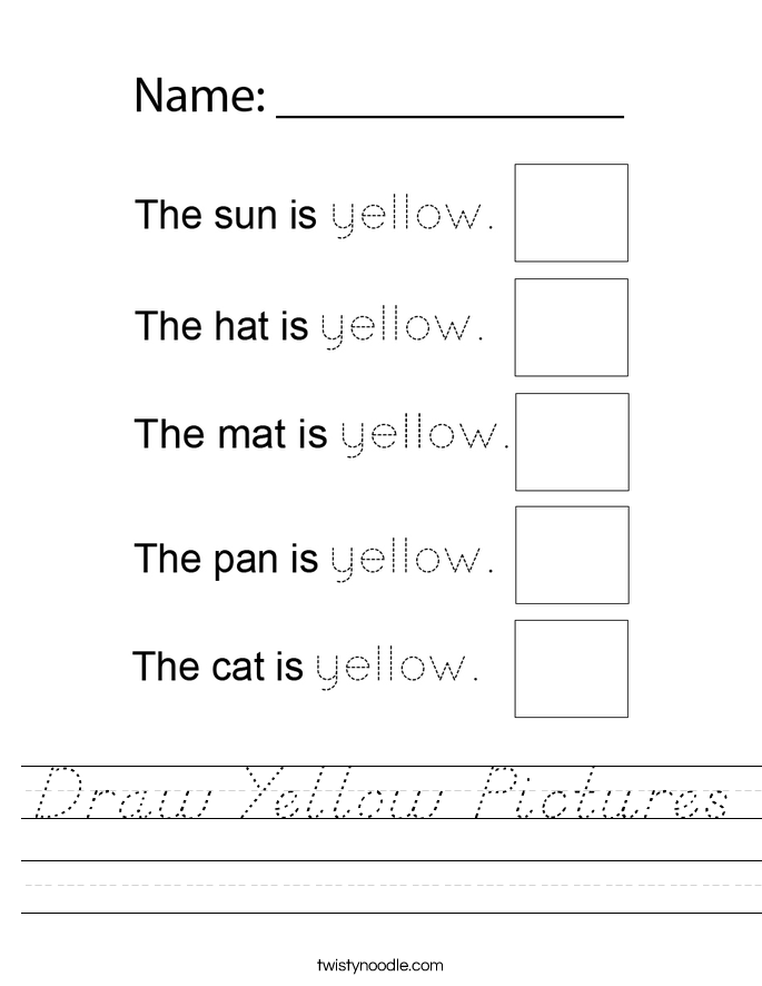 Draw Yellow Pictures Worksheet