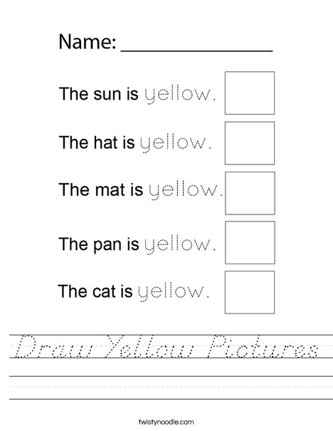 Draw Yellow Pictures Worksheet