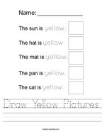 Draw Yellow Pictures Handwriting Sheet