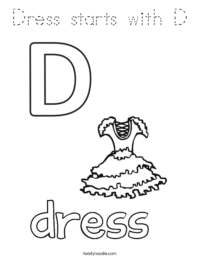 Dress starts with D Coloring Page