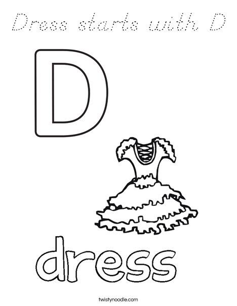 Dress starts with D. Coloring Page