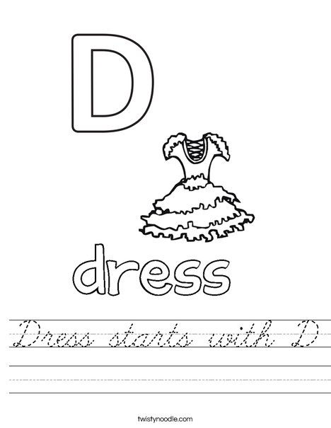 Dress starts with D. Worksheet