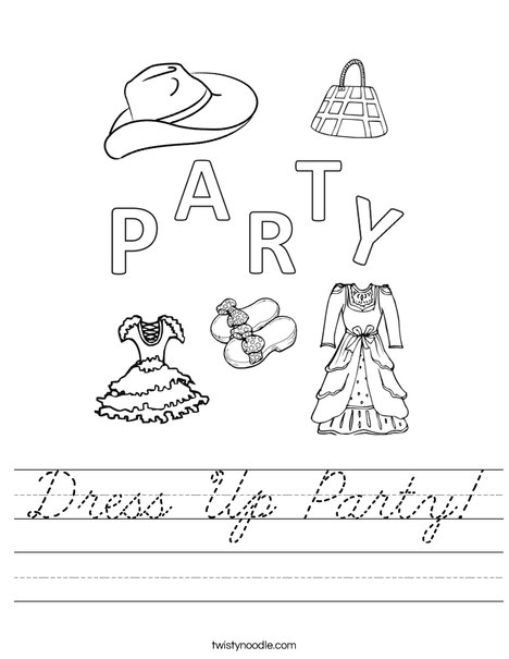 Dress Up Party Worksheet