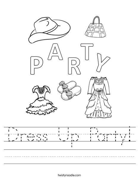 dress up party worksheet twisty noodle