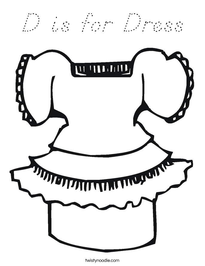 D is for Dress Coloring Page