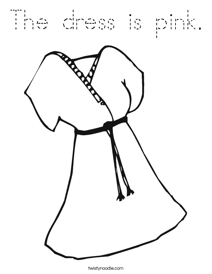 The dress is pink. Coloring Page