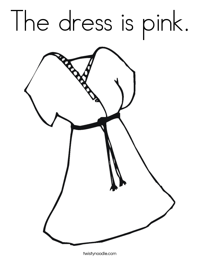 The dress is pink. Coloring Page