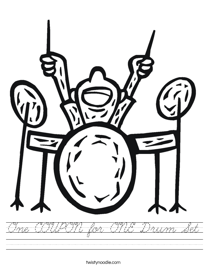 One COUPON for ONE Drum Set Worksheet