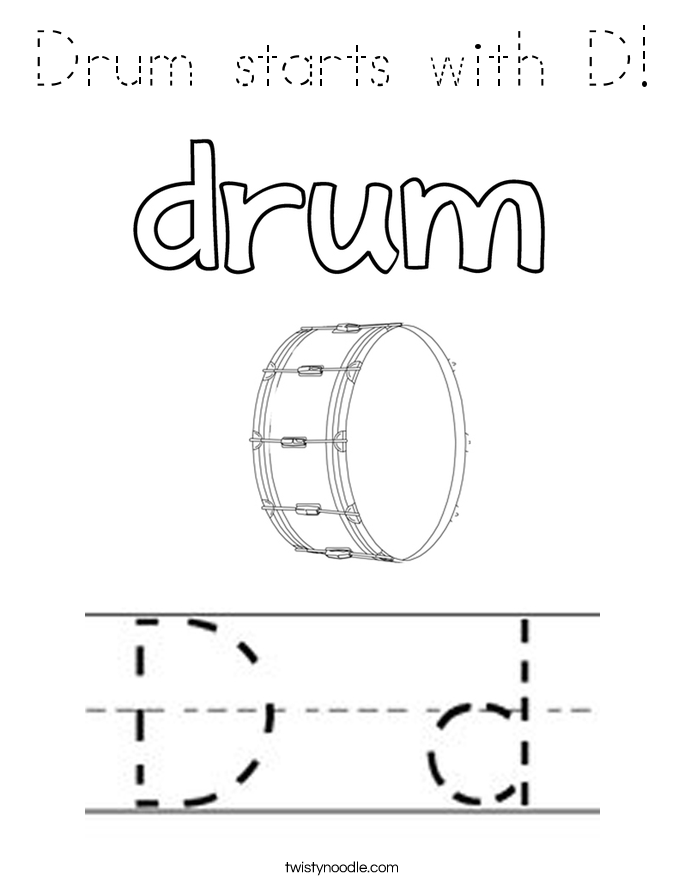 Drum starts with D! Coloring Page
