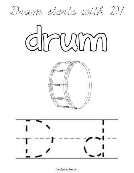 Drum starts with D! Coloring Page