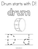 Drum starts with D Coloring Page