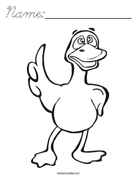 Pointing Duck Coloring Page