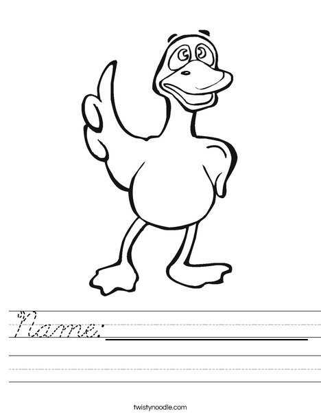Pointing Duck Worksheet