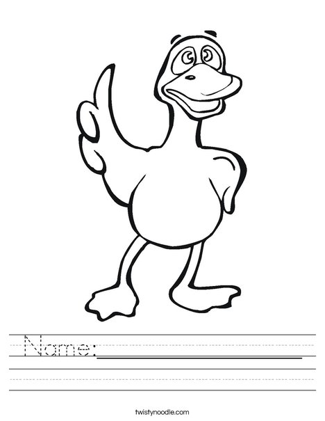 Pointing Duck Worksheet