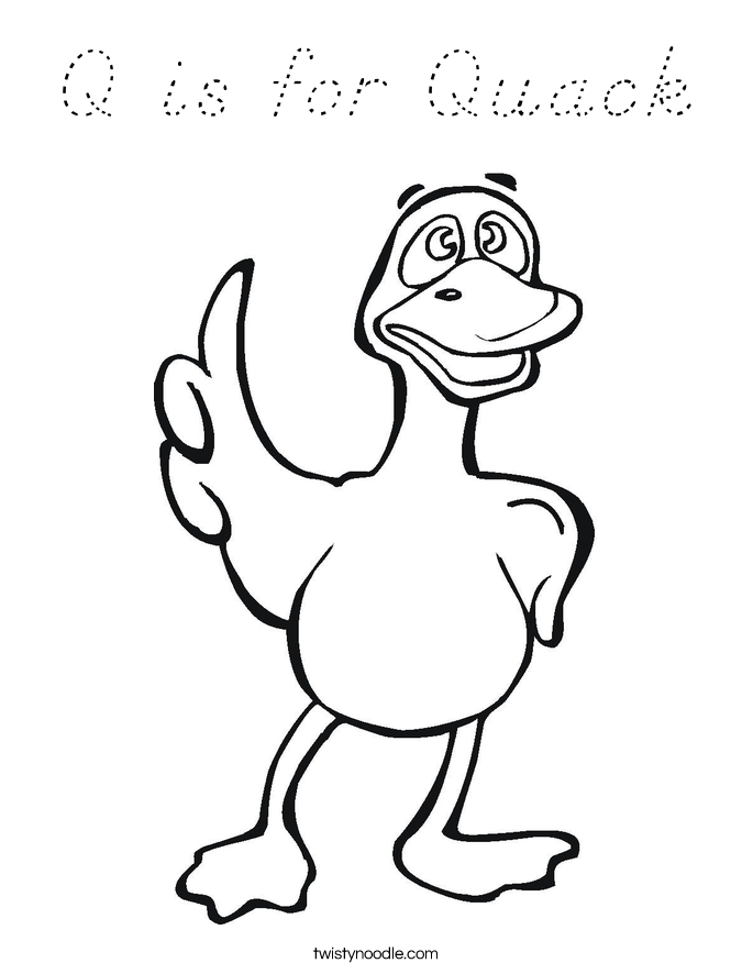 Q is for Quack Coloring Page