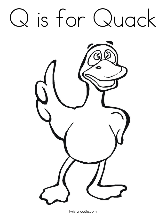Q is for Quack Coloring Page