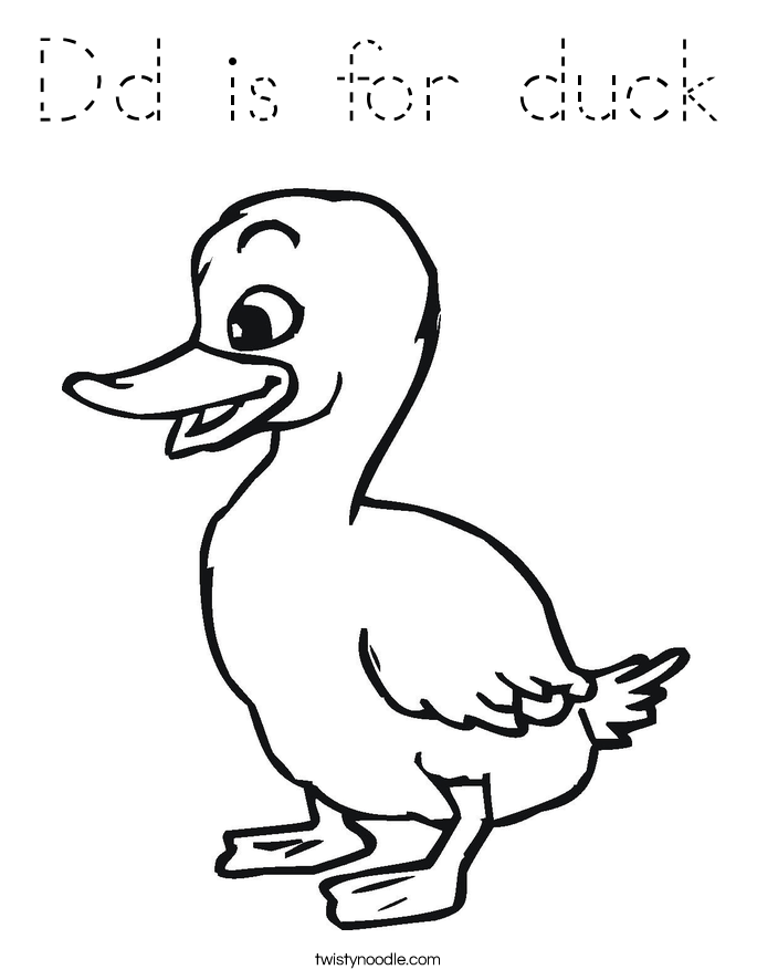 Dd is for duck Coloring Page