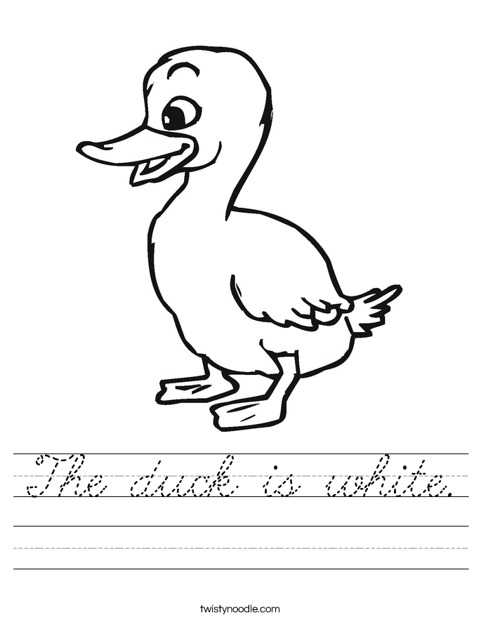 The duck is white. Worksheet