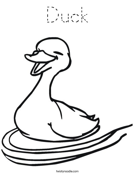 Happy Duck Swimming Coloring Page