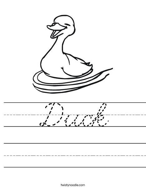 Happy Duck Swimming Worksheet
