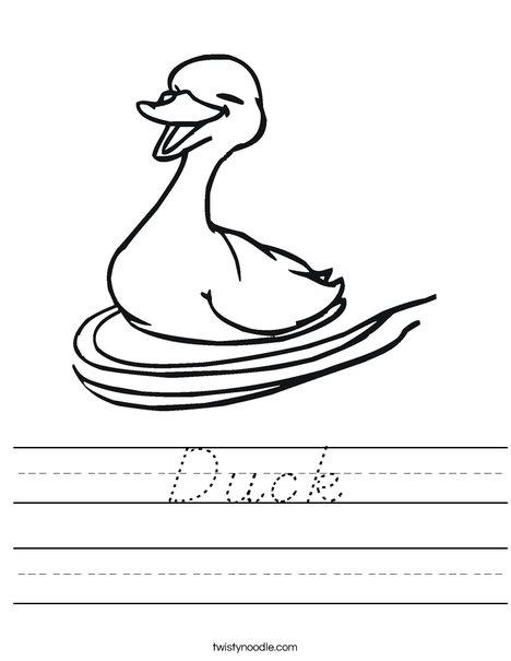 Happy Duck Swimming Worksheet