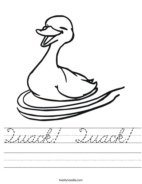 Happy Duck Swimming Worksheet