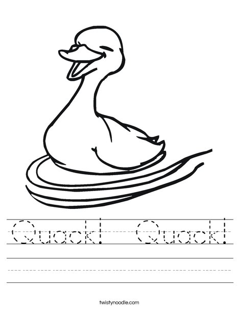 Happy Duck Swimming Worksheet