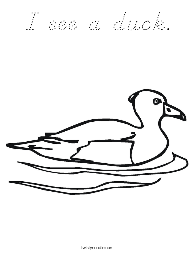 I see a duck. Coloring Page