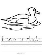 I see a duck Handwriting Sheet