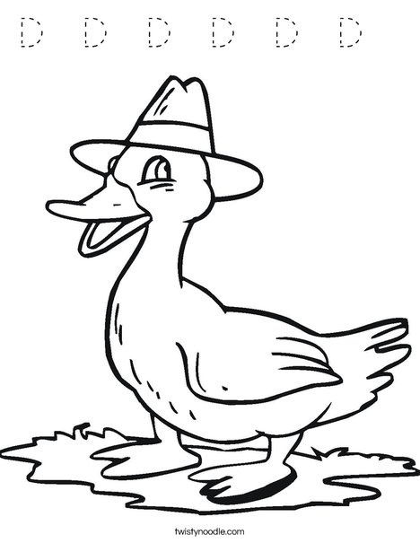 Duck with a Hat Coloring Page