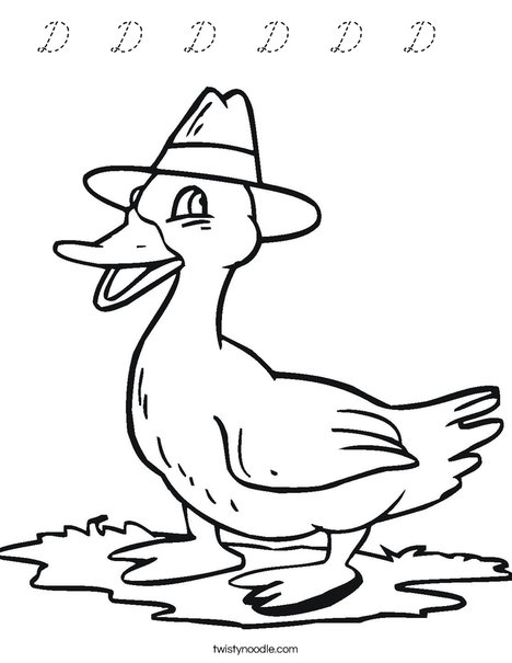 Duck with a Hat Coloring Page