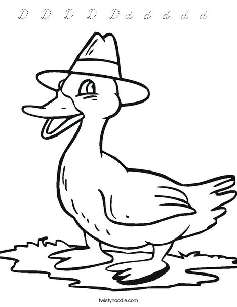 Duck with a Hat Coloring Page