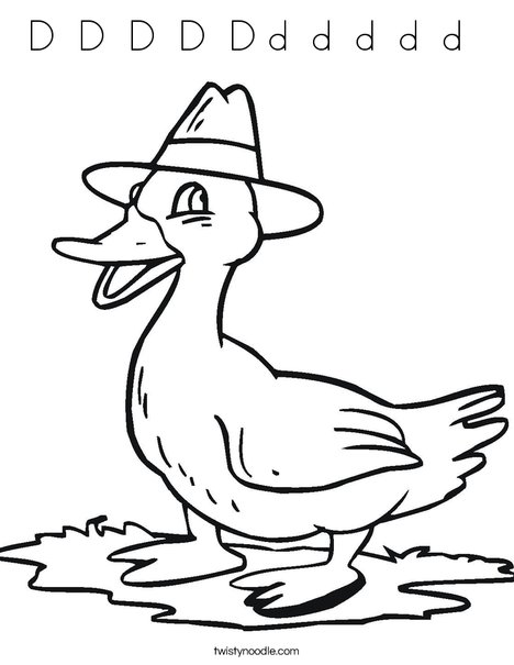 Duck with a Hat Coloring Page