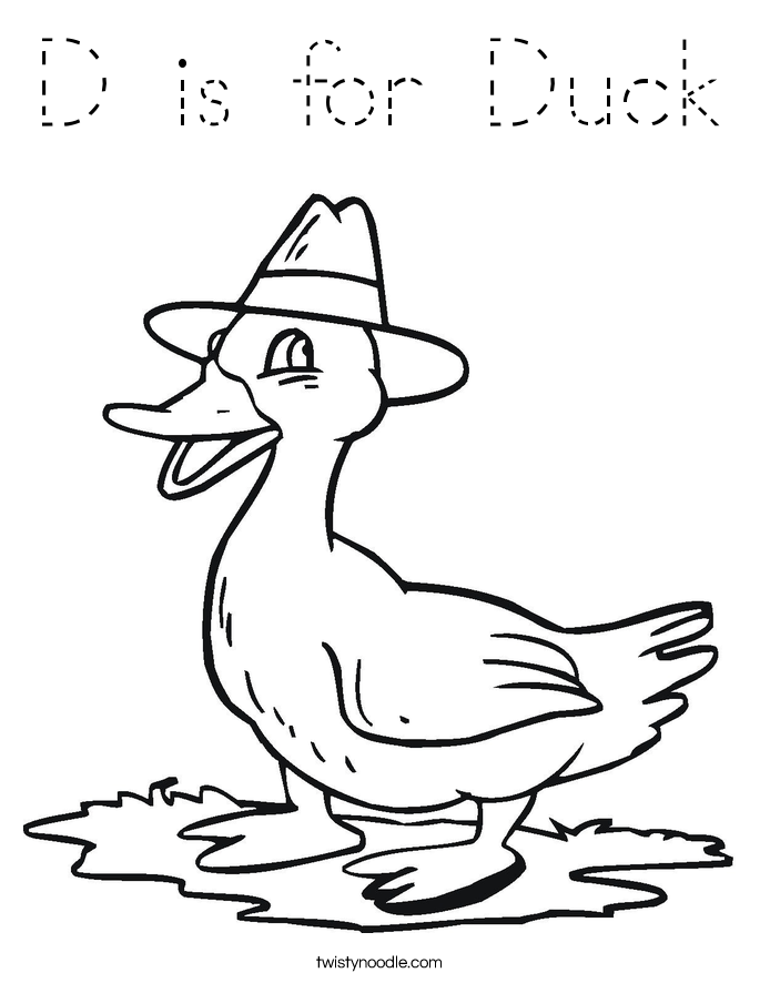 D is for Duck Coloring Page