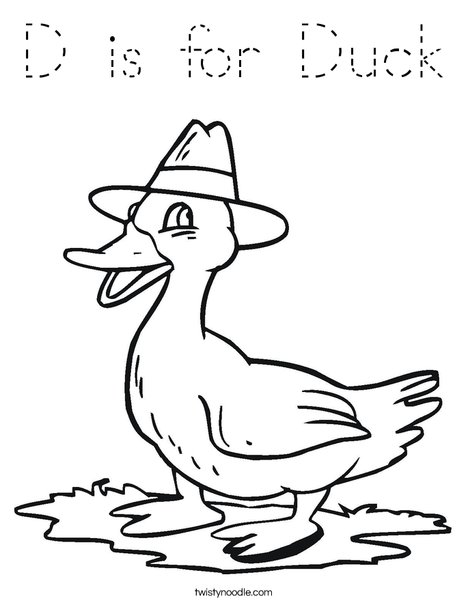 Duck with a Hat Coloring Page